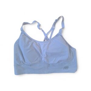 New Balance White Sports Bra Size XL Light Support Racerback Activewear